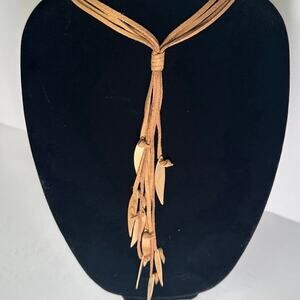 25" Leather Lariat Necklace Bolo Tassel Boho Tribal Statement Vintage Runway